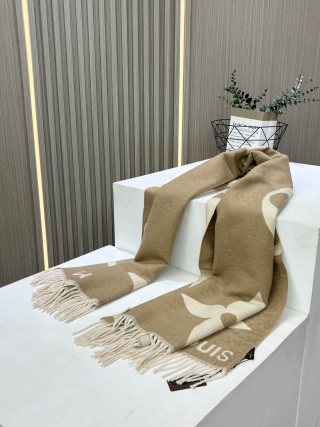LOUIS VUITTON Wool Silk Logomania Scarf