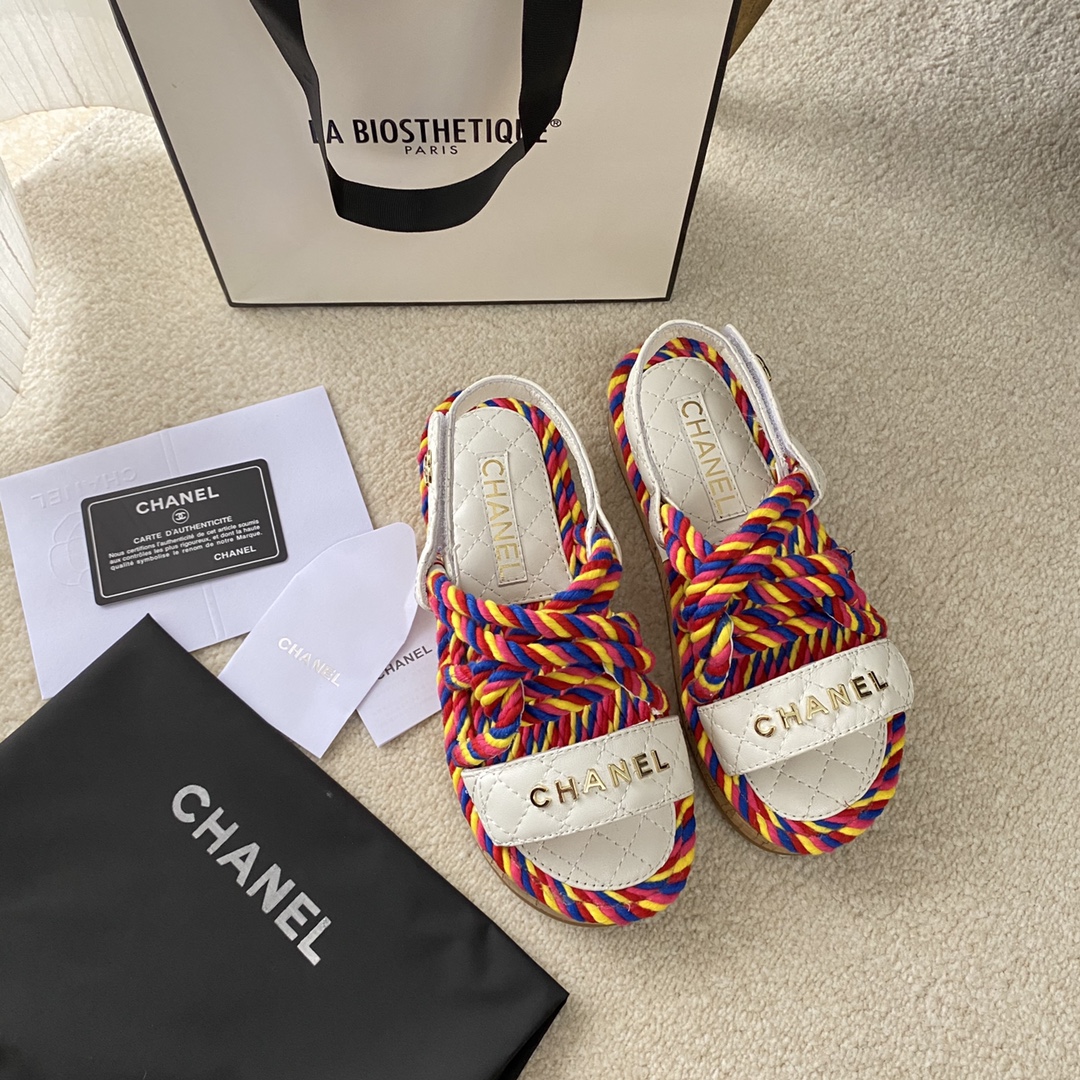 Chanel braided rope sandals
