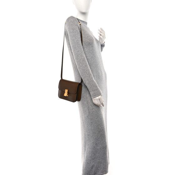 CELINE Box Calfskin Teen Classic Box Flap Bag Camel