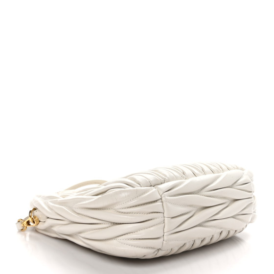 Miu Miu Nappa Matelasse Mini Wander Hobo White