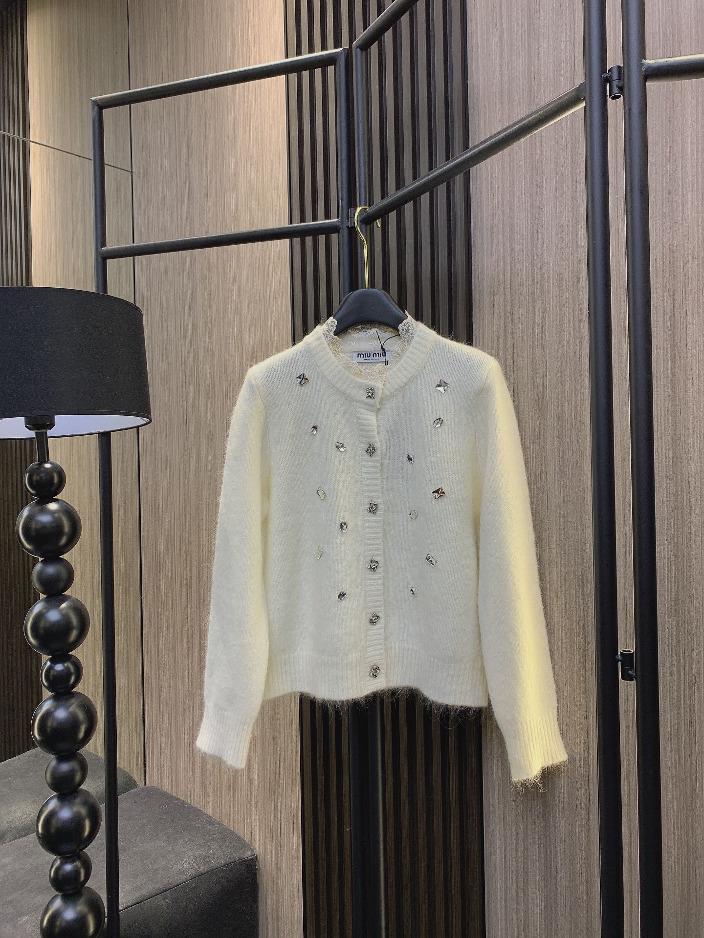 Miu Miu Korean lazy style 100% cashmere cardigan jacket