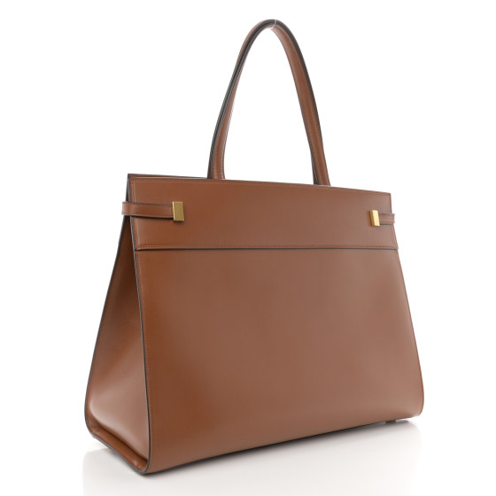 Saint Laurent Calfskin Medium Manhattan Shopper Tote Brick