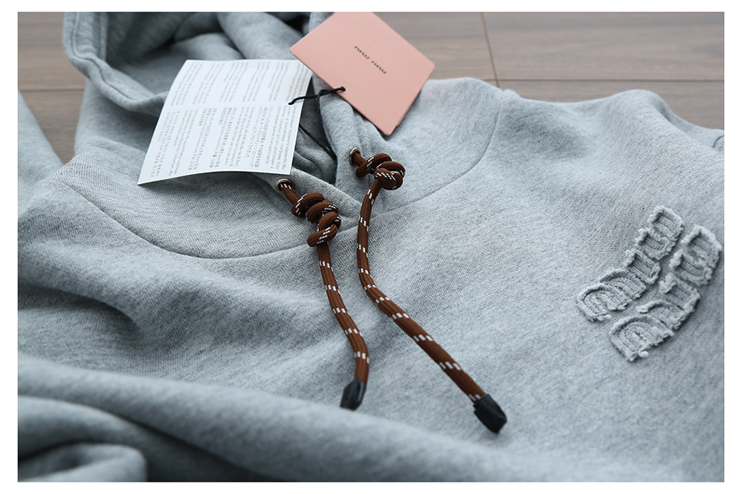 Autumn letter embroidered short hooded sweatshirt