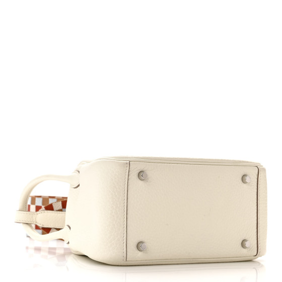 Hermes Taurillon Clemence Maxi Quadrille Mini Lindy 20 Mushroom Chai Nata Bleu Brume