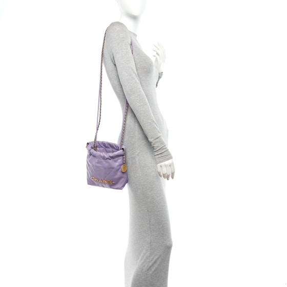 Shiny Calfskin Quilted Mini Chanel 22 Light Purple