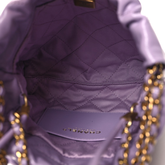Shiny Calfskin Quilted Mini Chanel 22 Light Purple