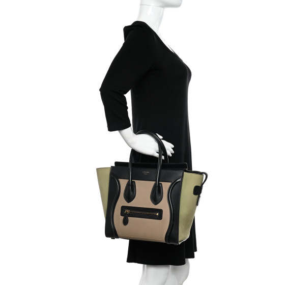 CELINE Nubuck Smooth Calfskin Micro Tri-Color Luggage