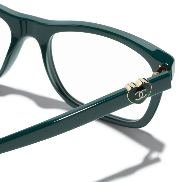 Chanel RECTANGLE EYEGLASSES Acetate Green
