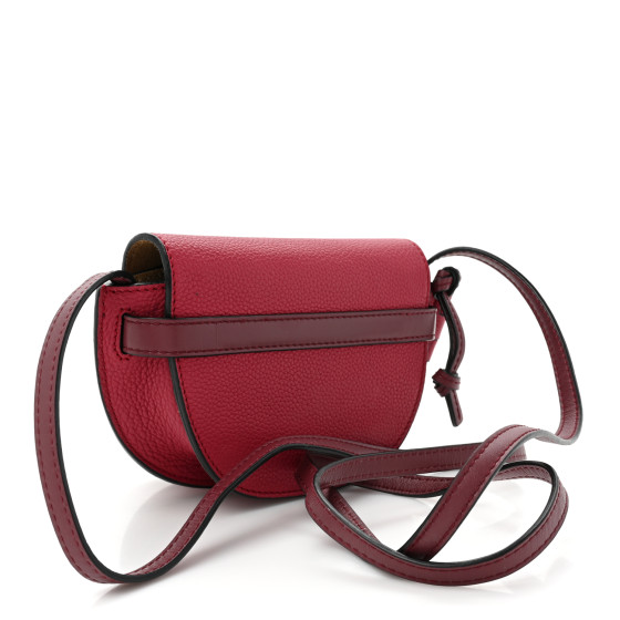 LOEWE Grained Calfskin Mini Gate Crossbody Bag Raspberry Wine