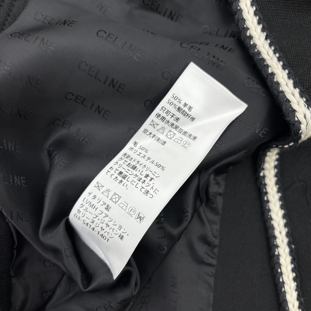 【Celine】Contrast color lace V-neck suit jacket