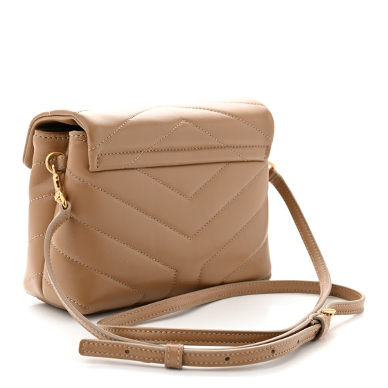 Saint Laurent Calfskin Y Quilted Monogram Toy Loulou Crossbody Bag Latte