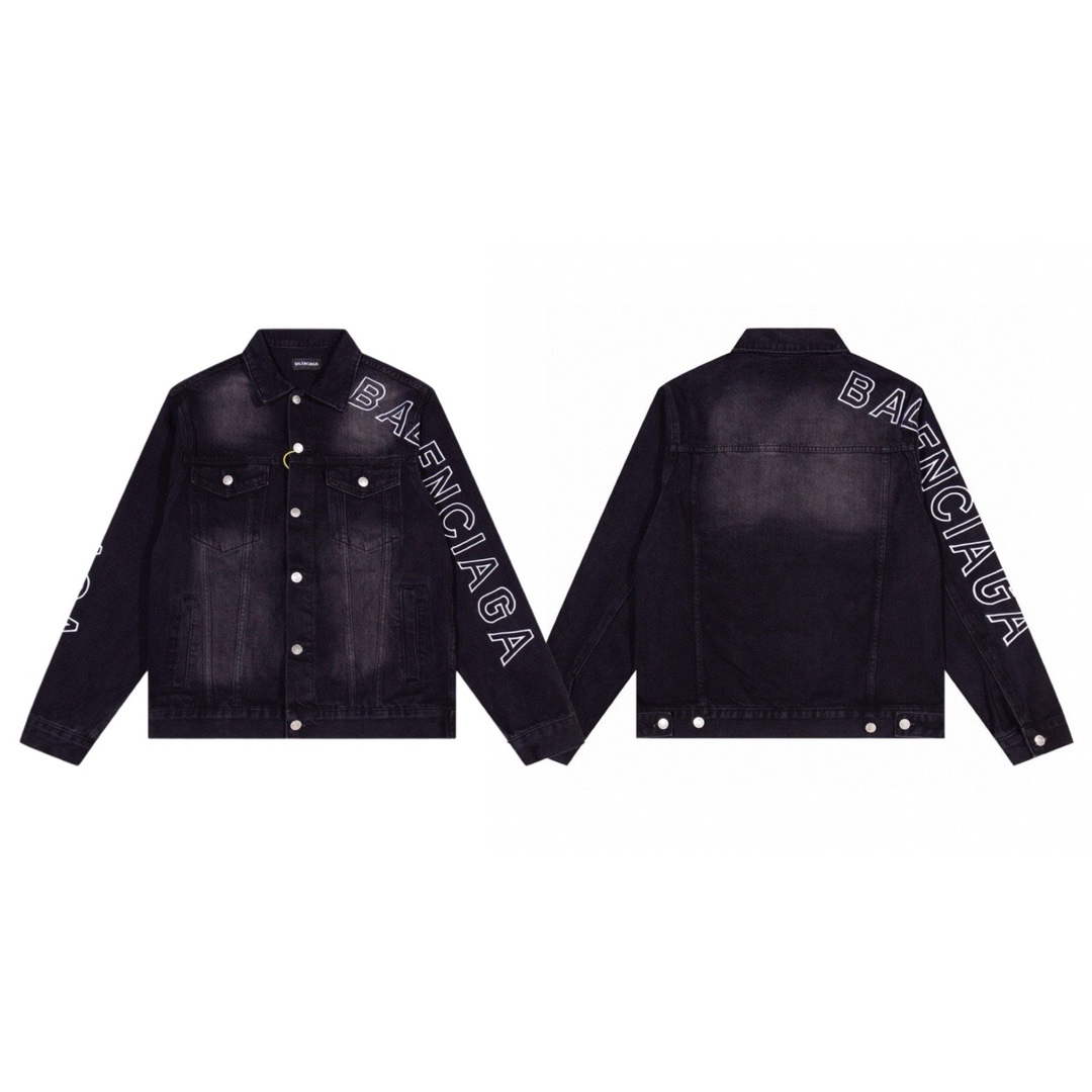 BALENCIAGA Paris family 23ss side embroidery l0g0 letter couple washed straight casual jeans