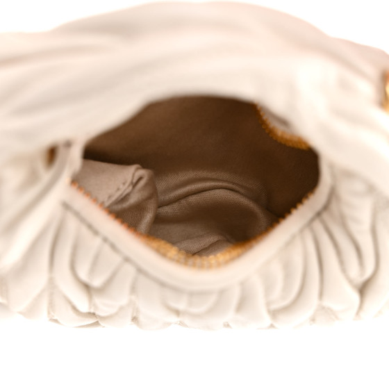 Miu Miu Nappa Matelasse Micro Wander Hobo White