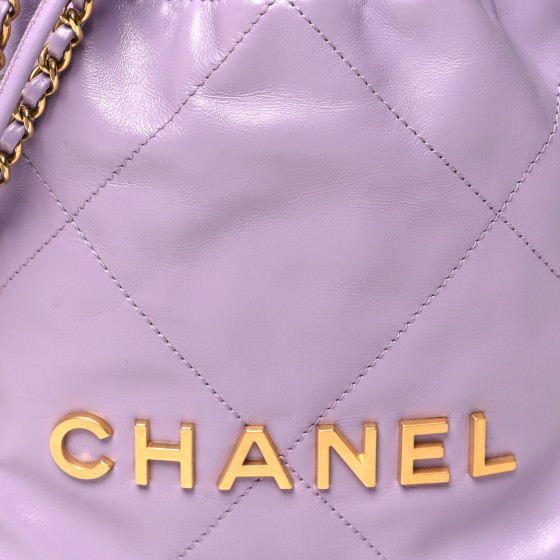 Shiny Calfskin Quilted Mini Chanel 22 Light Purple