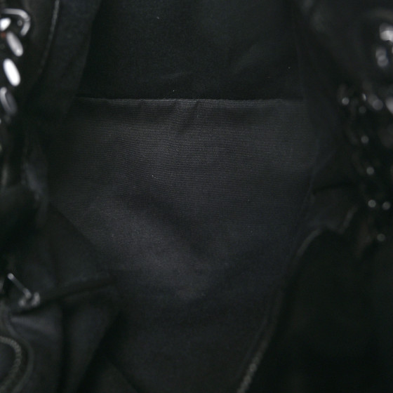 Saint Laurent SAINT LAURENT Lambskin Quilted Monogram Monochrome Medium Loulou Puffer Chain Satchel Black