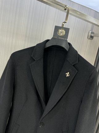 Hermès 2024 Autumn and Winter New Men's Cashmere Kensington Coat