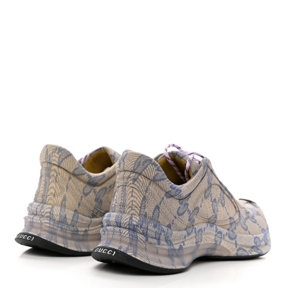 Gucci Ultralight Plume Calfskin Monogram Printed Mens Gucci Run Sneakers Beige Blue