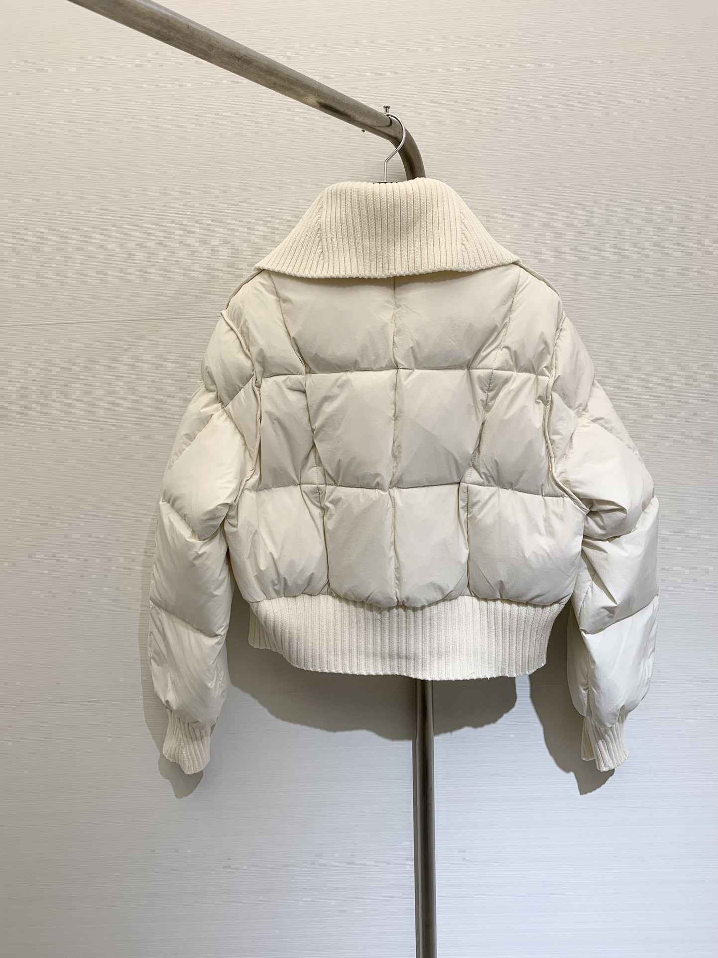 024 Autumn and winter latest style knitted patchwork large lapel jacket down coat