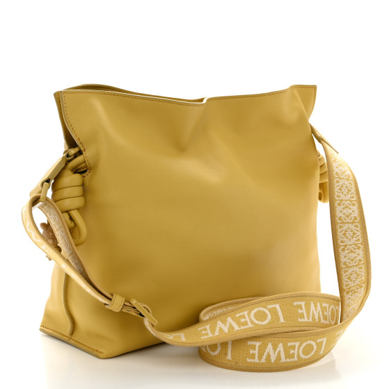 LOEWE Calfskin Monochrome Flamenco Knot Clutch Pale Yellow Glaze
