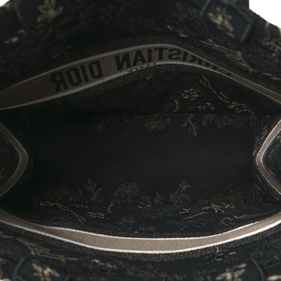 Christian Dior Canvas Embroidered Large Ornamental Cornely Book Tote Black Beige