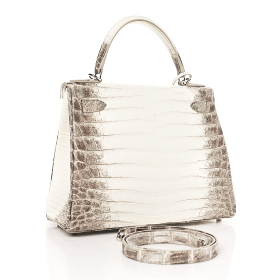 HERMES Matte Niloticus Crocodile Himalaya Kelly Retourne 28 White