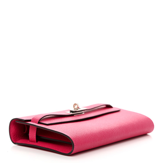 HERMES Chevre Mysore Kelly Wallet To Go Rose Mexico