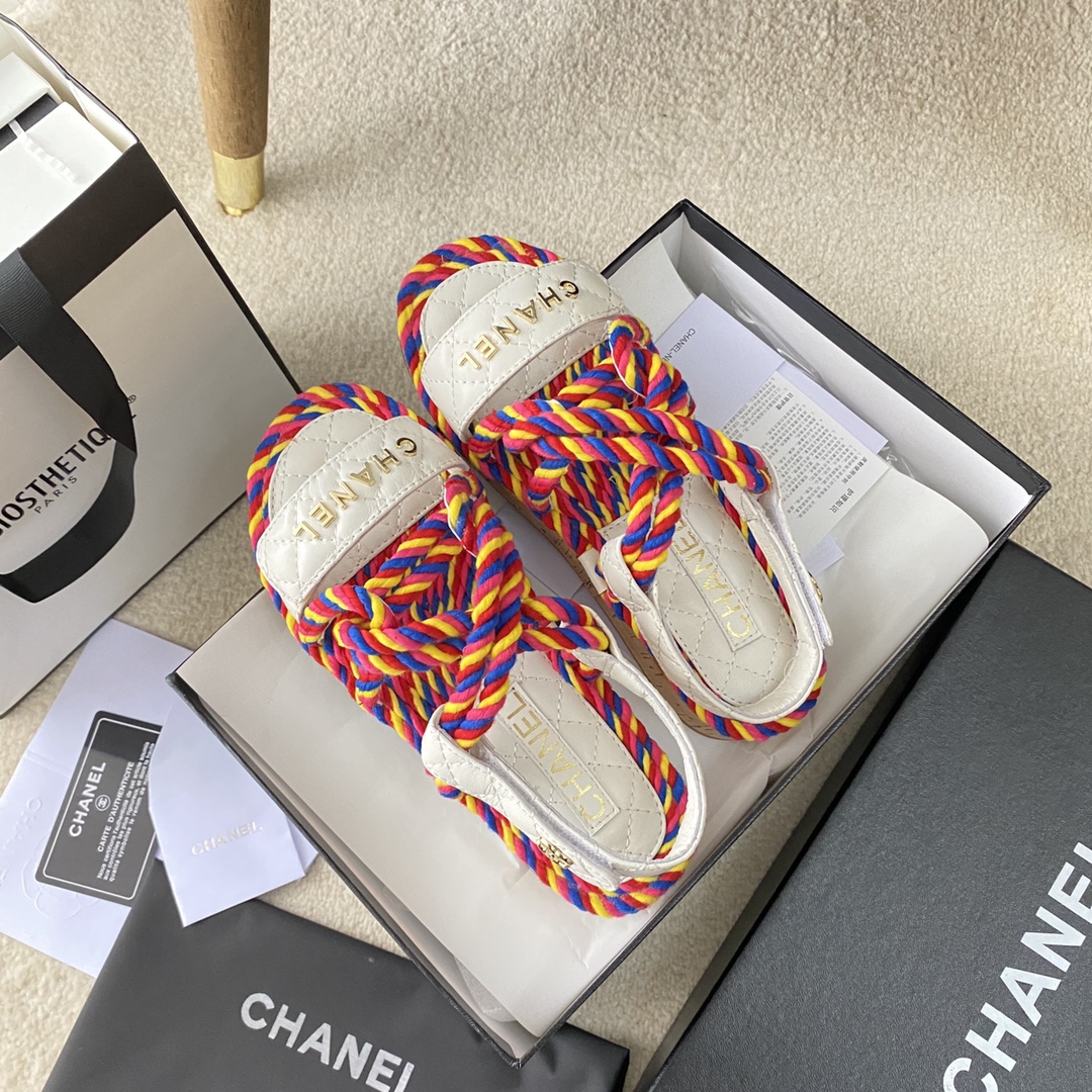 Chanel braided rope sandals
