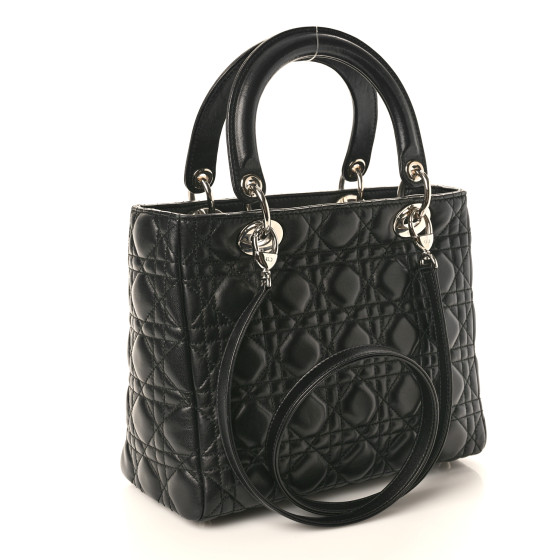 Christian Dior Lambskin Cannage Medium Lady Dior Black