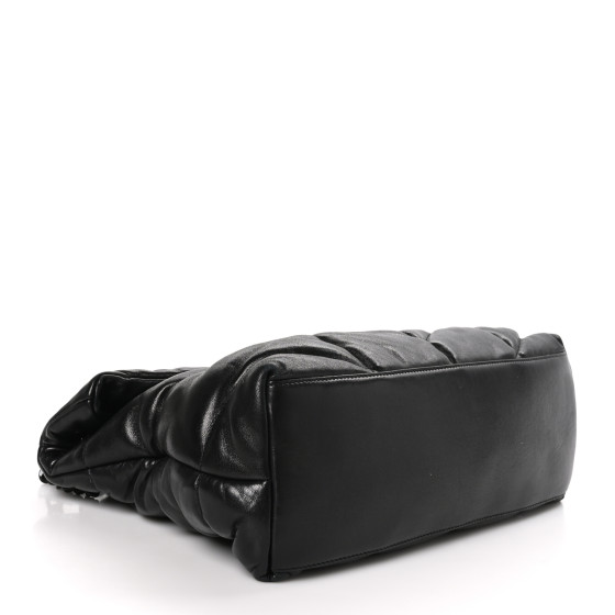 Saint Laurent SAINT LAURENT Lambskin Quilted Monogram Monochrome Medium Loulou Puffer Chain Satchel Black