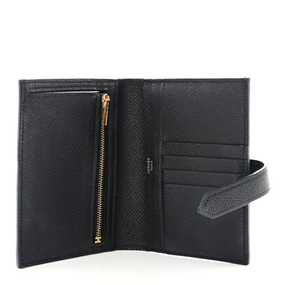 HERMES Epsom Bearn Compact Wallet Black