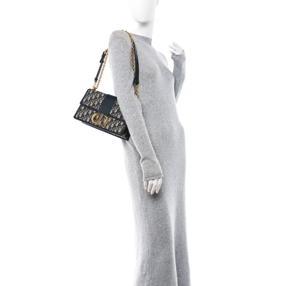 Christian Dior Oblique 30 Montaigne East West Chain Flap Bag Blue