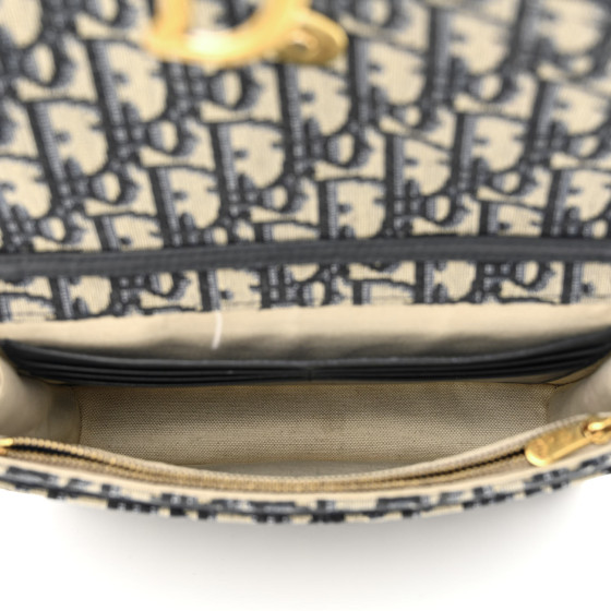 Christian Dior Oblique Saddle Chain Pouch Blue