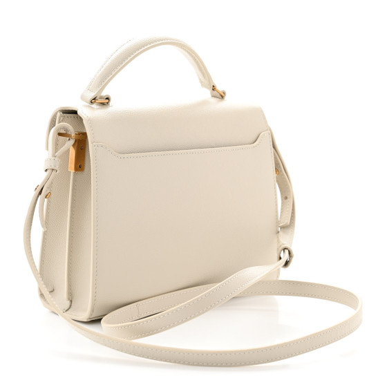 Saint Laurent Grain de Poudre Mini Classic Monogram Cassandra Top Handle Crema Soft