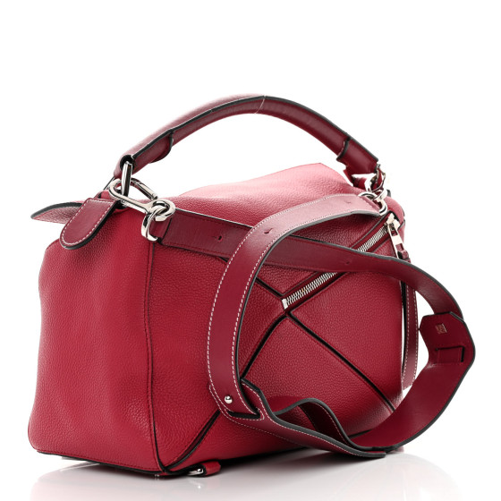 LOEWE Calfskin Medium Puzzle Bag Rouge