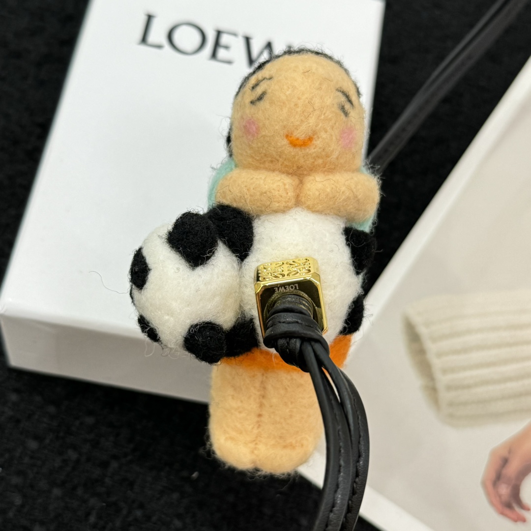 Loewe felt and cowhide panda and child charm