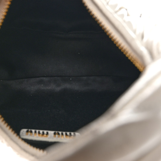 Miu Miu Nappa Matelasse Mini Wander Hobo White