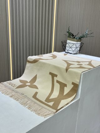 LOUIS VUITTON Wool Silk Logomania Scarf