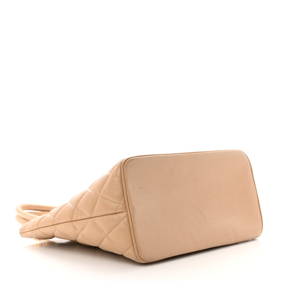 Chanel Caviar Quilted Medallion Tote Beige