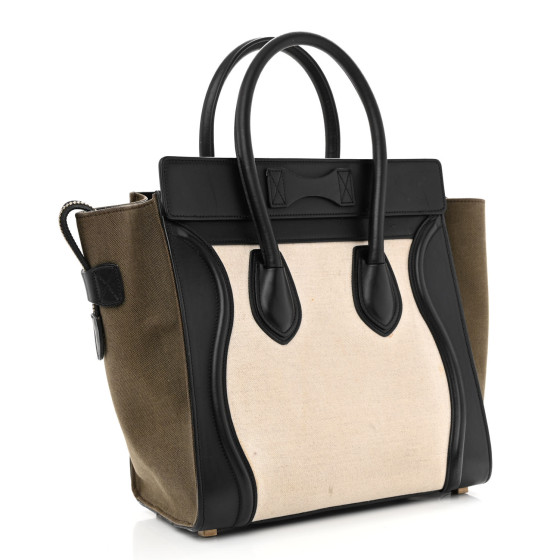 CELINE Canvas Smooth Calfskin Micro Tri-Color Luggage Green