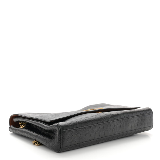 Saint Laurent Smooth Calfskin Suede Medium Reversible Monogram Kate Satchel Black