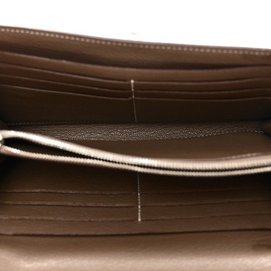 HERMES Chevre Mysore Kelly Longue Wallet Etoupe