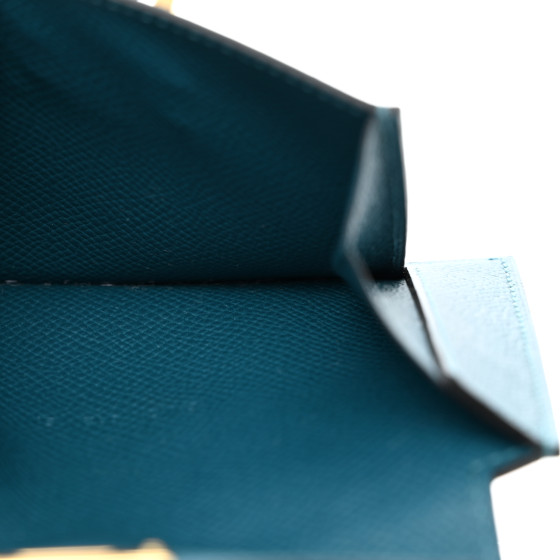 HERMES Epsom Kelly Pocket Compact Wallet Vert Bosphore