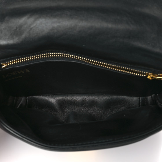 LOEWE Shiny Nappa Lambskin Mini Goya Puffer Bag Black