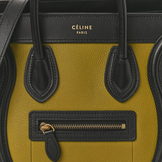 CELINE Baby Grained Calfskin Nubuck Nano Tri-Color Luggage Olive