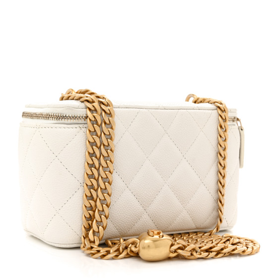 Caviar Quilted Sweetheart Vanity Case White