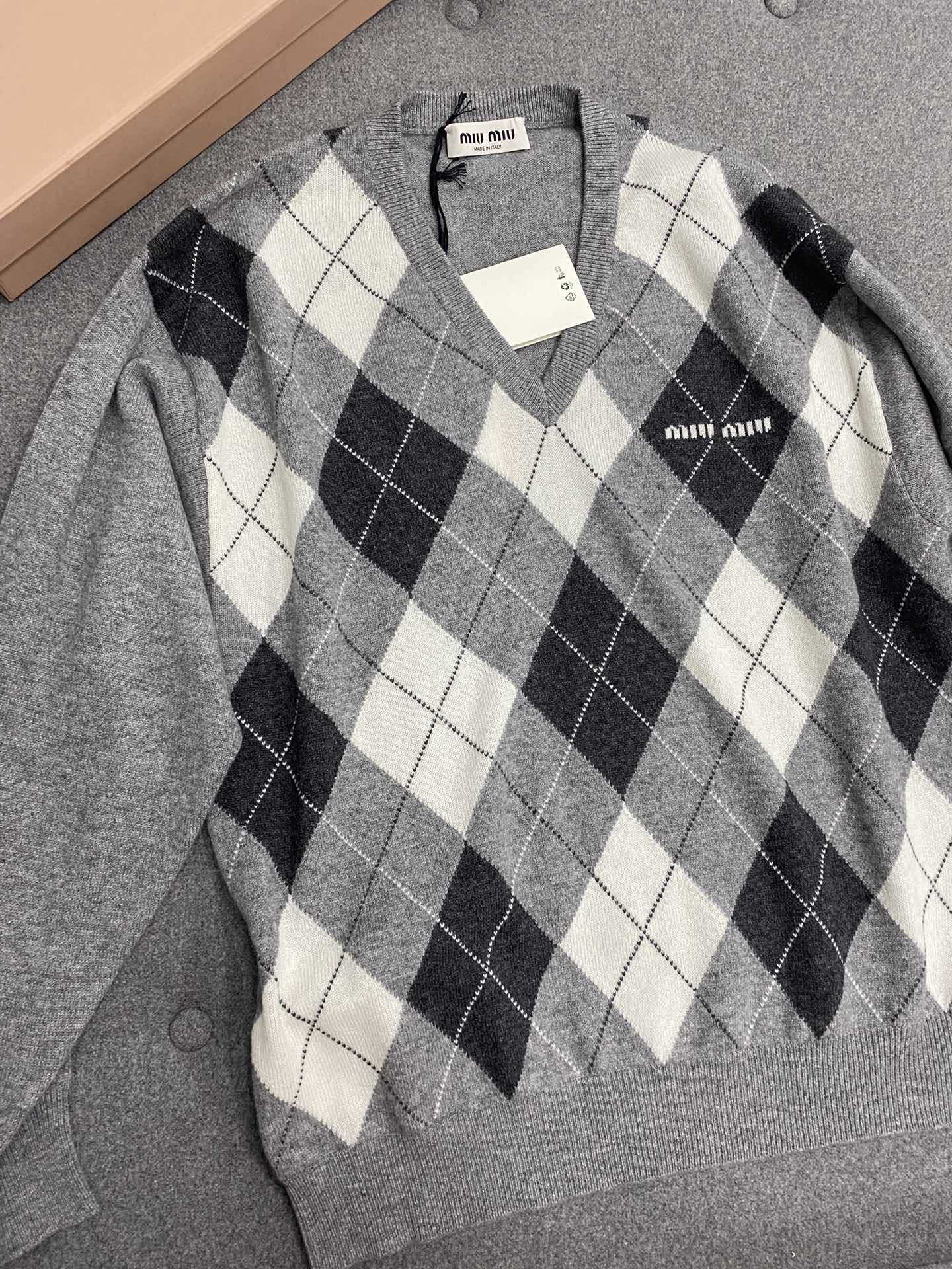 Miu Miu Women's Diamond Check Cashmere Sweater