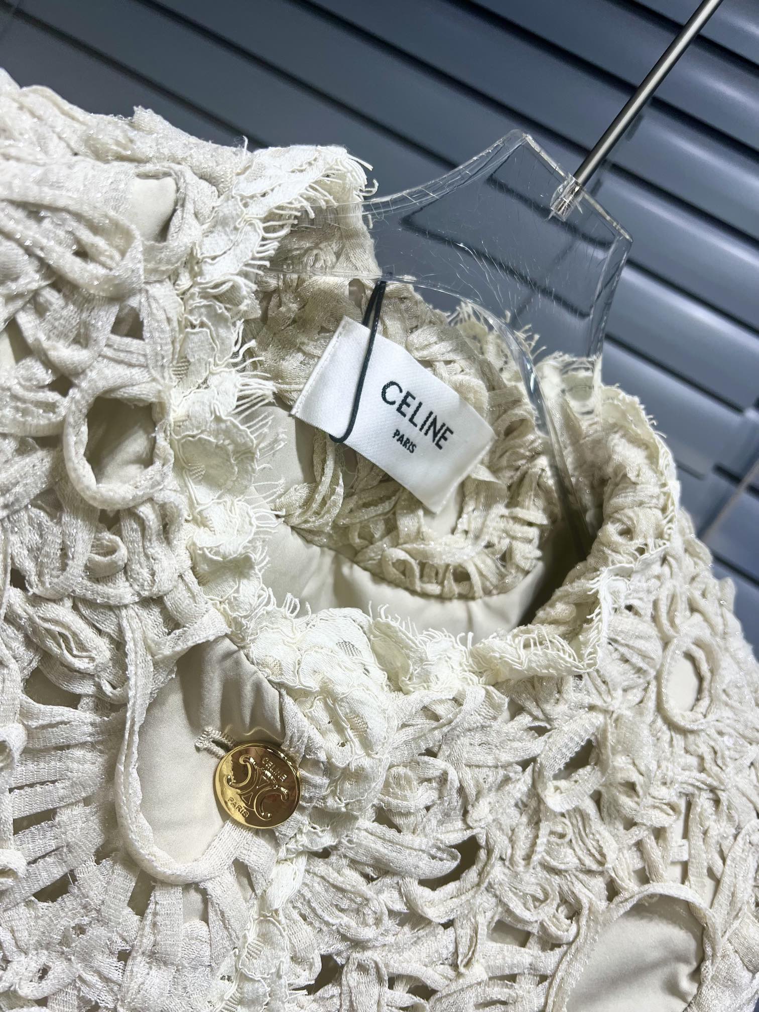 Celine™️2024aw autumn and winter new Italian imported gold silk jacket