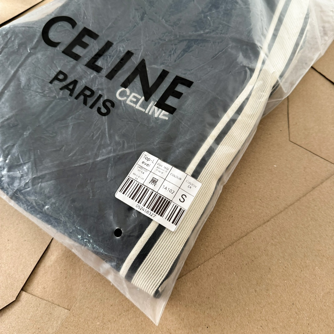 CELINE 2024 Autumn and Winter Latest Retro Sports Embroidery Ribbon Suit - Top Zipper Jacket Sweatshirt