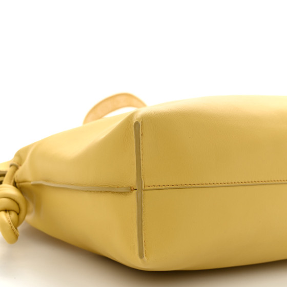 LOEWE Calfskin Monochrome Flamenco Knot Clutch Pale Yellow Glaze