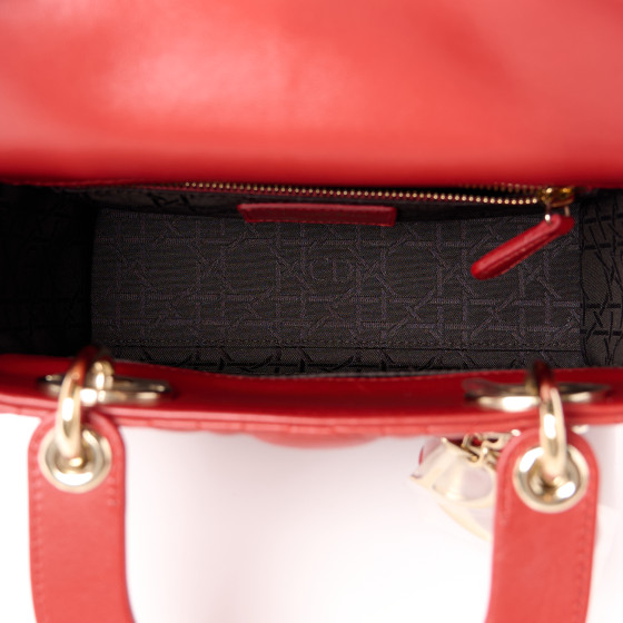 Christian Dior Lambskin Cannage Small Lucky Badges My Lady Dior Red